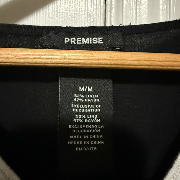 Premise Black Linen Blend Tunic Top with White Crochet Neckline~ Size Medium - Picture 3 of 5